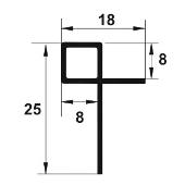 EAM080 - Bagheta dreapta pentru mozaic din aluminiu eloxat