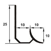 EIT107 - Bagheta colt interior 10mm adancimne din eloxALUM20