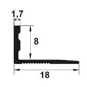 EMA080 - Bagheta dreapta din aluminiu neeloxat 8 mm