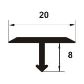 TLA20 - Profil T din aluminiu eloxat, 20mm