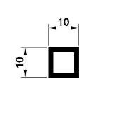 BPT10 - Teava patrata din aluminiu, 10X10X1,2 mm