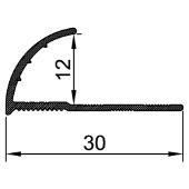 ERT127 - Bagheta semirotunda 12mm adancime din aluminiu eloxat