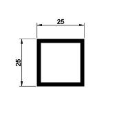 TPG25 - Teava patrata goala din aluminiu, 25X25X1,5 mm
